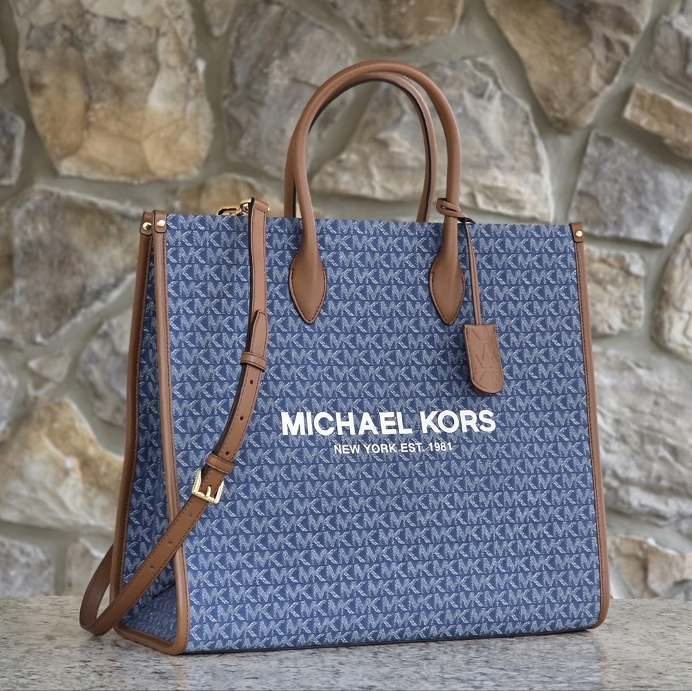 Michael Kors Mirella Logo Large Denim Tote